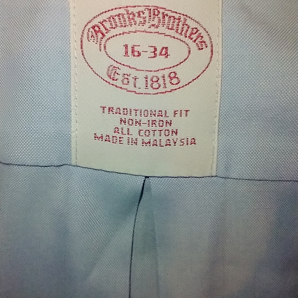 Brooks Brothers 1818 Blue Long Sleeve Button Up Shirt Men's sz 16-34. - Picture 5 of 5